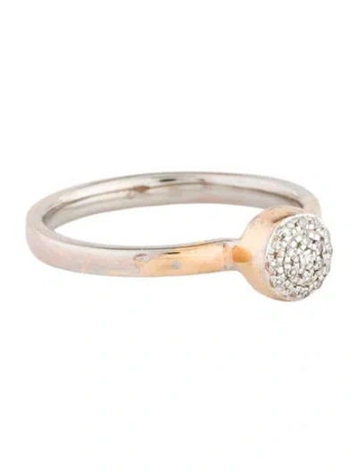 Pre-owned Monica Vinader Diamond Fiji Button Cocktail Ring In Multi