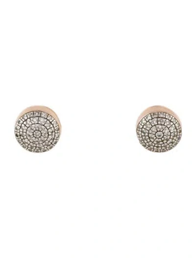 Pre-owned Monica Vinader Diamond Fiji Button Stud Earrings In Multi