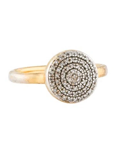 Pre-owned Monica Vinader Diamond Fiji Large Button Stacking Ring In Multi