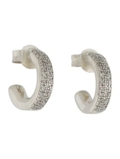Pre-owned Monica Vinader Diamond Fiji Mini Hoop Earrings In Multi