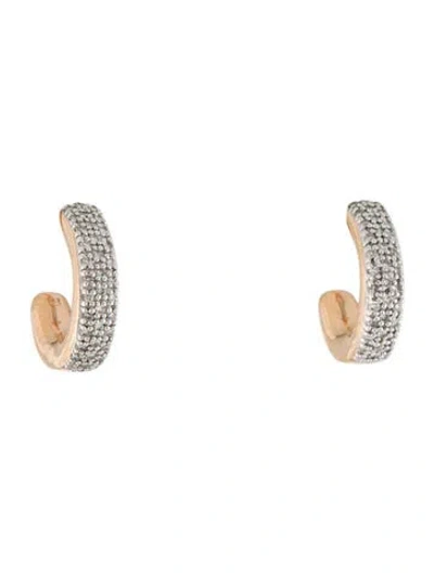 Pre-owned Monica Vinader Diamond Fiji Mini Huggie Earrings In Multi