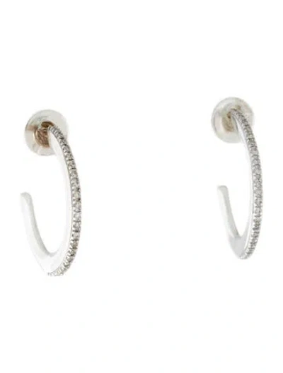 Pre-owned Monica Vinader Diamond Fiji Skinny Hoop Earrings In Multicolor