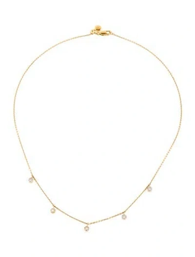 Pre-owned Monica Vinader Diamond Fiji Tiny Button Station Necklace, 17" In Multicolor
