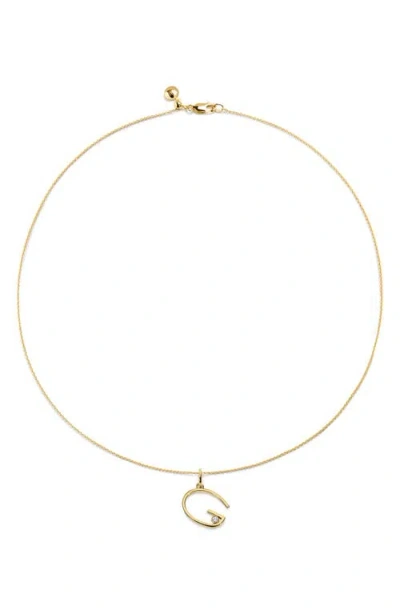 Monica Vinader Solitaire Diamond Initial G Pendant In Gold