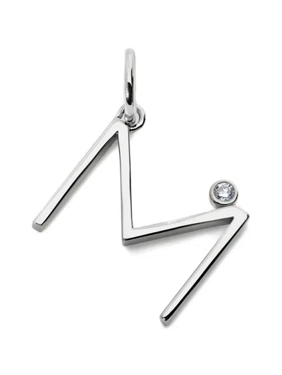 Monica Vinader Diamond Initial Pendant In Silver