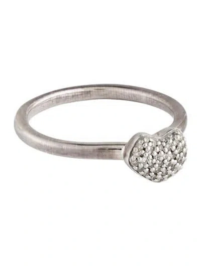 Pre-owned Monica Vinader Diamond Nura Mini Heart Ring In Multicolor