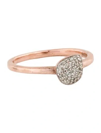 Pre-owned Monica Vinader Diamond Nura Mini Pebble Stacking Ring In Multi