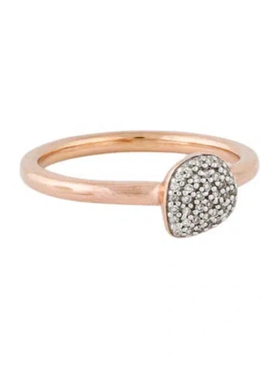 Pre-owned Monica Vinader Diamond Nura Mini Pebble Stacking Ring In Multi