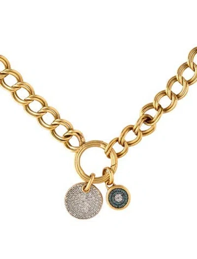 Pre-owned Monica Vinader Diamond Pavé Charm Chain Necklace, 19" In Multicolor