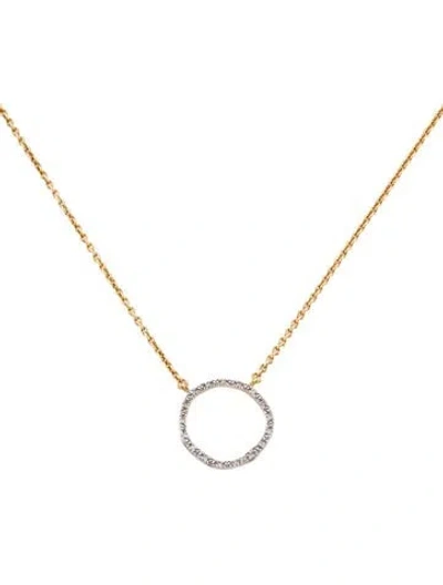 Pre-owned Monica Vinader Diamond Riva Circle Pendant Necklace, 18" In Multi
