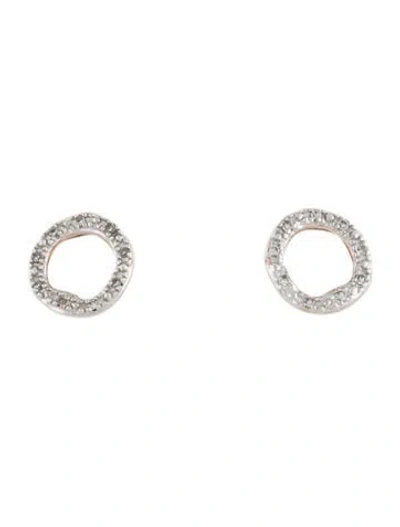 Pre-owned Monica Vinader Diamond Riva Circle Stud Earrings In Multi