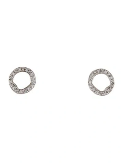 Pre-owned Monica Vinader Diamond Riva Circle Stud Earrings In Multi