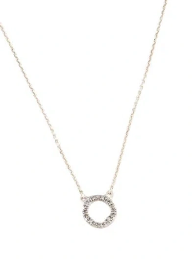 Pre-owned Monica Vinader Diamond Riva Mini Circle Pendant Necklace, 18.25" In Multi