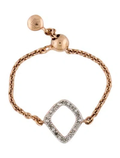 Pre-owned Monica Vinader Diamond Riva Mini Kite Adjustable Ring In Multi