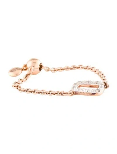 Pre-owned Monica Vinader Diamond Riva Mini Kite Adjustable Ring In Multi