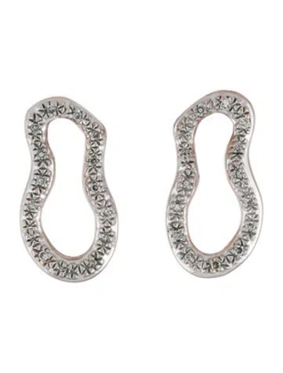 Pre-owned Monica Vinader Diamond Riva Pod Stud Earrings In Multicolor
