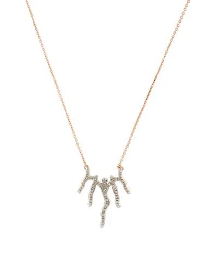 Pre-owned Monica Vinader Diamond Riva Waterfall Pendant Necklace, 17.5" In Multi