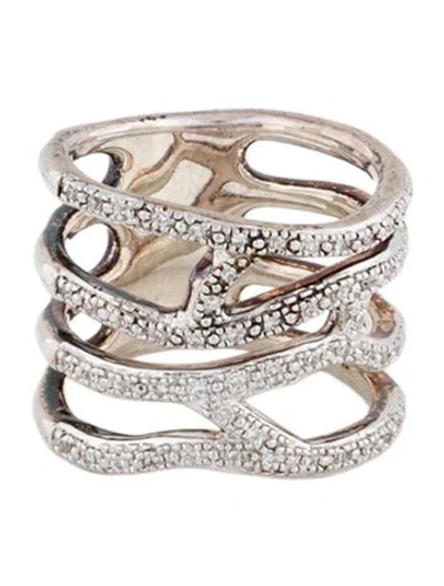 Pre-owned Monica Vinader Diamond Riva Waterfall Ring In Multi