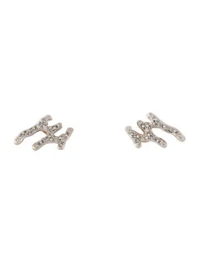 Pre-owned Monica Vinader Diamond Riva Waterfall Stud Earrings In Multi