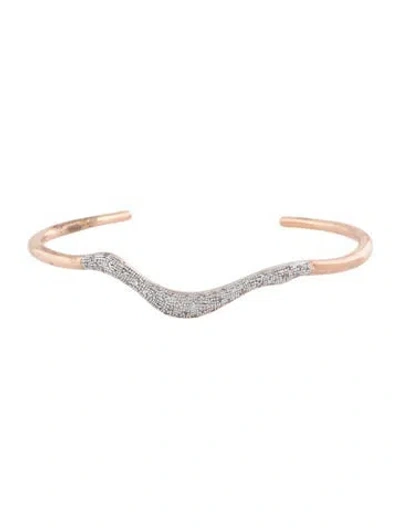 Pre-owned Monica Vinader Diamond Riva Wave Cuff, 6.5" In Multicolor