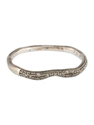 Pre-owned Monica Vinader Diamond Riva Wave Stacking Ring In Multi