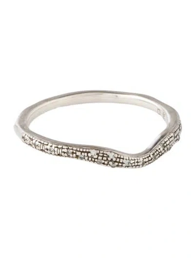 Pre-owned Monica Vinader Diamond Riva Wave Stacking Ring In Multicolor