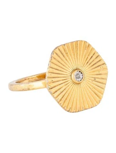 Pre-owned Monica Vinader Diamond Shield Ring In Multicolor