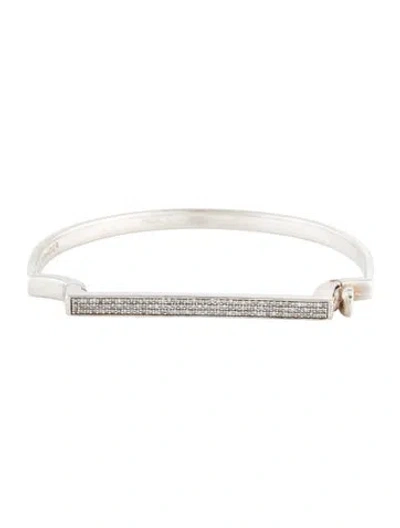 Pre-owned Monica Vinader Diamond Signature Bangle Bracelet, 6.75" In Multicolor