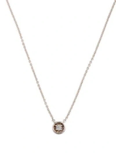 Pre-owned Monica Vinader Diamond Solitaire Pendant Necklace, 17.75" In Multicolor