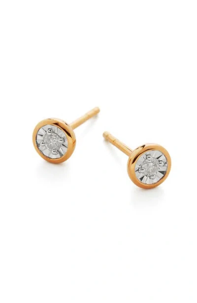 Monica Vinader Diamond Solitaire Stud Earrings In Gold
