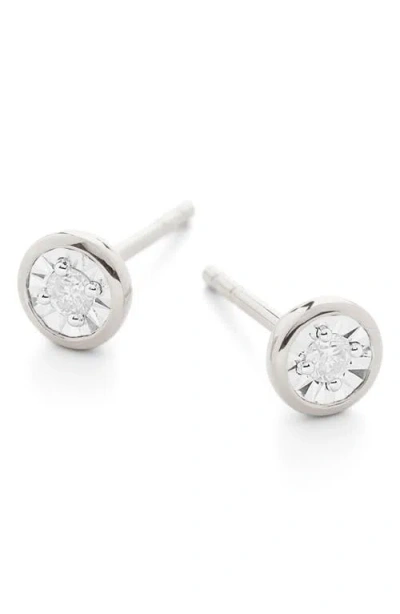 Monica Vinader Diamond Solitaire Stud Earrings In Silver
