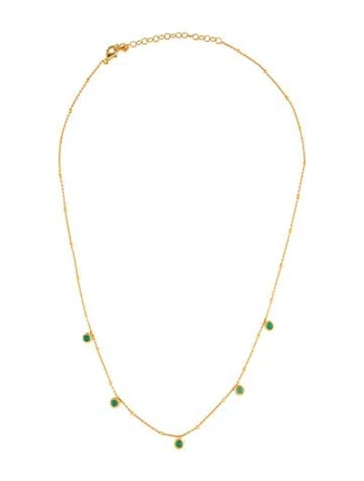 Pre-owned Monica Vinader Dyed Chalcedony Mini Chain Station Necklace, 17.25" In Green