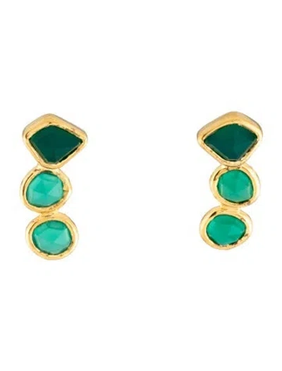 Pre-owned Monica Vinader Dyed Chalcedony Mv Siren Ear Climber Earrings In Multicolor