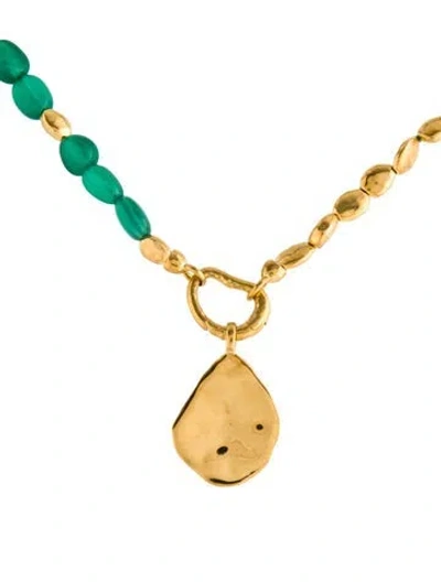 Pre-owned Monica Vinader Dyed Chalcedony Rio Beaded Necklace With Ziggy Petal Charm, 17.5", 17.5" In Multi