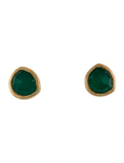 Pre-owned Monica Vinader Dyed Chalcedony Siren Stud Earrings In Multi
