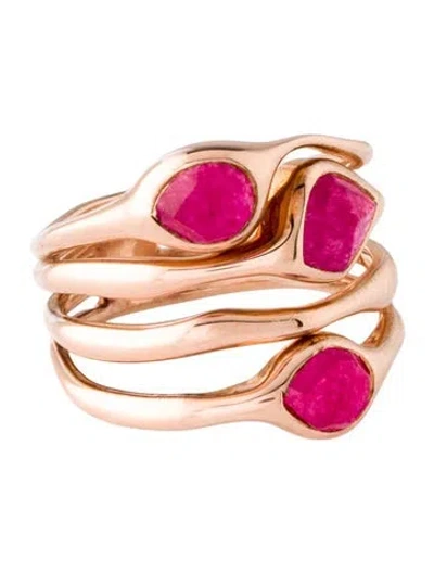 Pre-owned Monica Vinader Dyed Quartzite Siren Stacked Ring In Multicolor