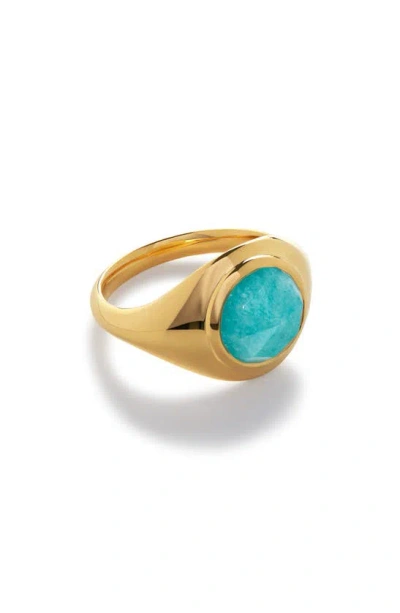 Monica Vinader Eclipse Amazonite Signet Ring In Gold
