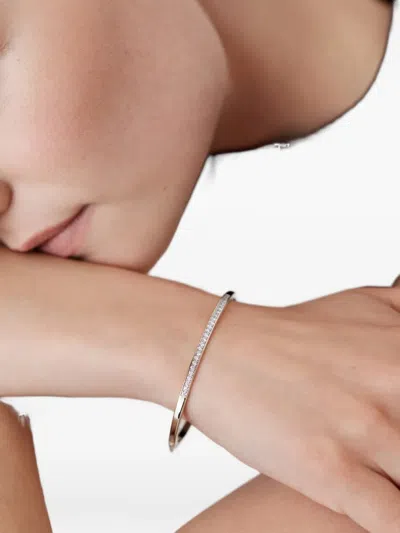 Monica Vinader Essential Diamond Bangle Bracelet In Metallic