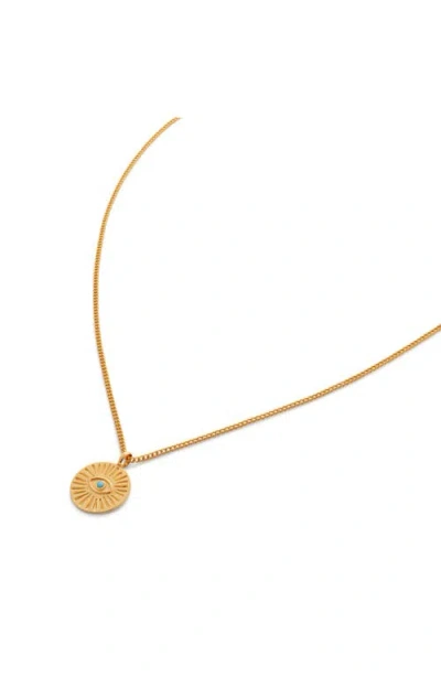 Monica Vinader Evil Eye Pendant Necklace In 18ct Gold Vermeil/diamond