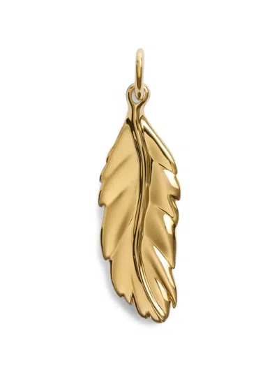 Monica Vinader Feather Pendant Necklace In Gold