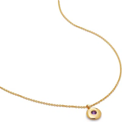 Monica Vinader February Birthstone Amethyst Pendant Necklace In 18k Gold Vermeil/february