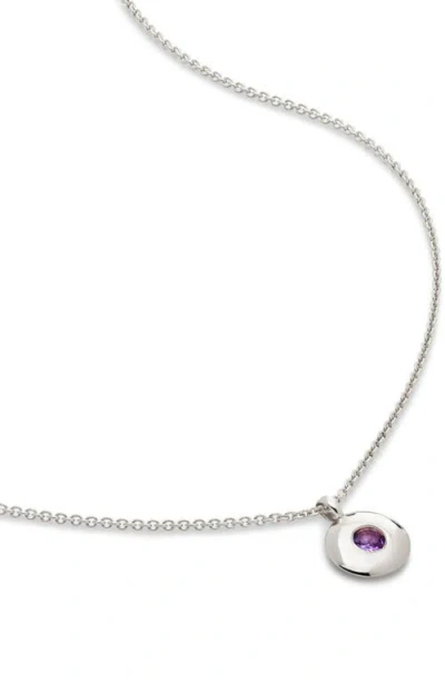 Monica Vinader February Birthstone Amethyst Pendant Necklace In Metallic