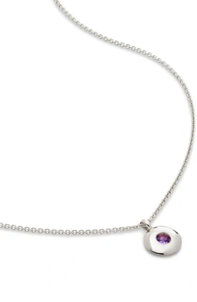 Monica Vinader Sterling Silver February Birthstone Necklace Adjustable 41-46cm/16-18' Amethyst