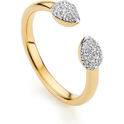 Monica Vinader Fiji Bud Diamond Stacking Ring In Yellow Gold/diamond