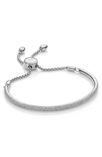 Monica Vinader Fiji Diamond Bar Bracelet In Silver