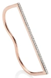 Shop Monica Vinader Fiji Skinny Double Ring In Rose Gold/diamond