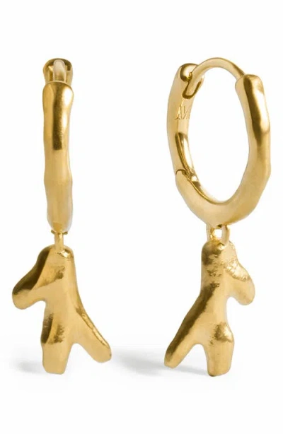 Monica Vinader Womens Fragments Coral 18ct Yellow Gold-plated Vermeil Sterling-silver Huggie Earrings