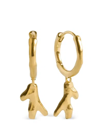 Monica Vinader Womens Fragments Coral 18ct Yellow Gold-plated Vermeil Sterling-silver Huggie Earrings