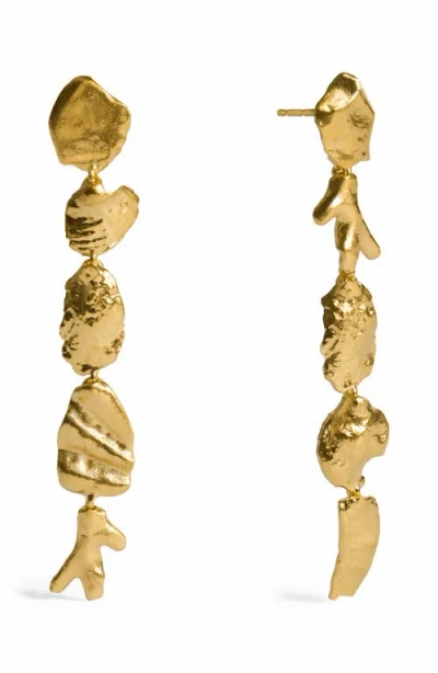 Monica Vinader Womens Fragments Asymmetric 18ct Yellow Gold-plated Vermeil Sterling-silver Drop Earrings