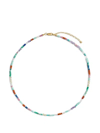 Monica Vinader Womens Freedom Mini Multi Gemstone 18ct Yellow Gold Vermeil And Freedom Stones Beaded Necklac
